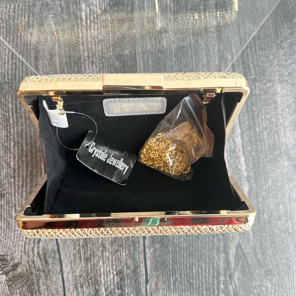 Light Gold Toned Clutch with Chain - Picture 4 of 7